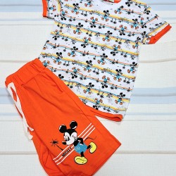 Детски летен комплект в оранжево и бяло с Мики Маус Детски летен комплект в оранжево и бяло с Мики Маус