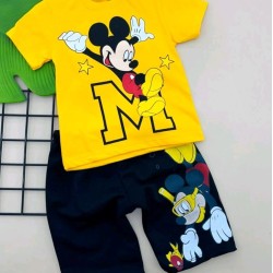 Детски летен комплект с жълта блуза Мики Маус водолаз Детски летен комплект с жълта блуза Мики Маус водолаз