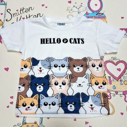 Детска лятна тениска в бяло HELLO CATS Детска лятна тениска в бяло HELLO CATS