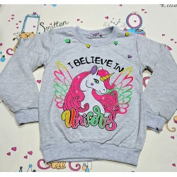 Детска блуза в сиво с еднорог