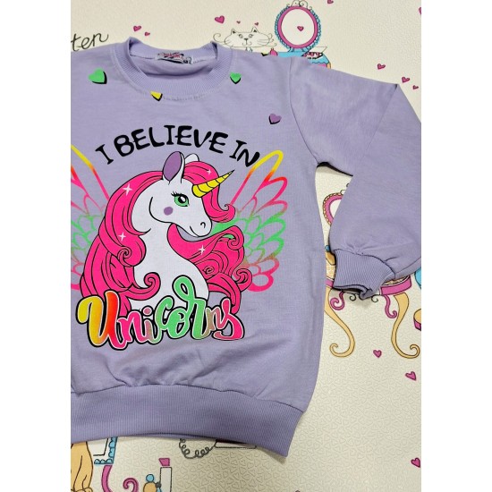 Детска блуза в лилаво с еднорог Детска блуза в лилаво с еднорог
