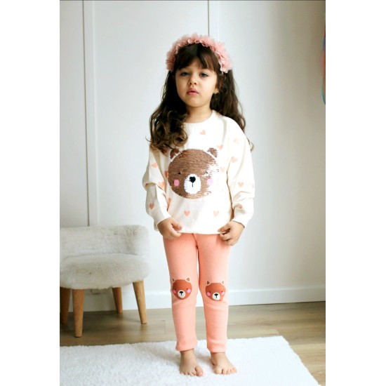 Детски комплект с мече от обръщащи се пайети Детски комплект с мече от обръщащи се пайети