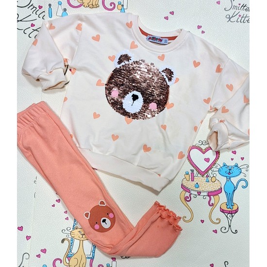 Детски комплект с мече от обръщащи се пайети Детски комплект с мече от обръщащи се пайети