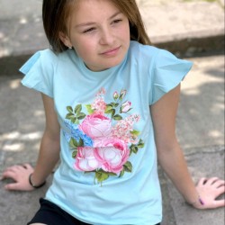 Детска блуза в светло синьо  РОЗИ