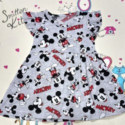 Детска лятна рокля с Мики в сиво