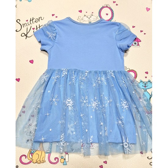 Детска синя рокля с тюл  Замръзналото кралство