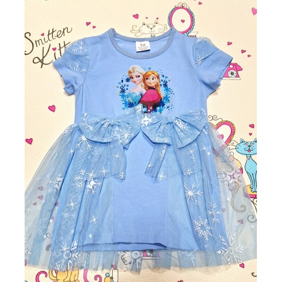 Детска синя рокля с тюл  Замръзналото кралство