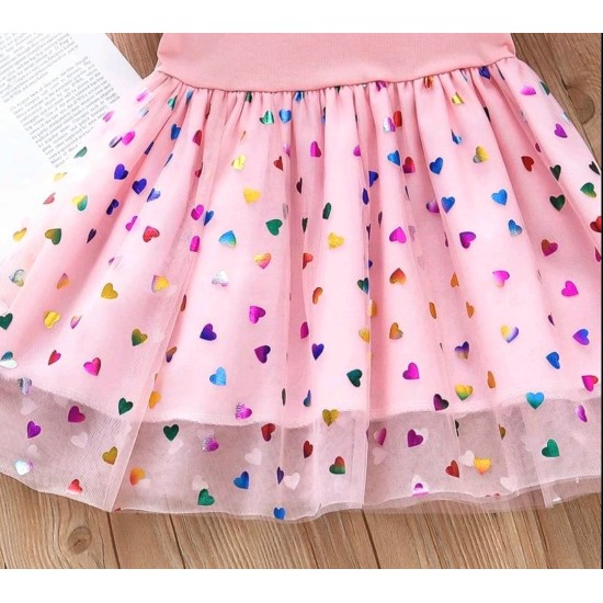 Детска рокля в розово на сърца с тюл  LITTLE PONY