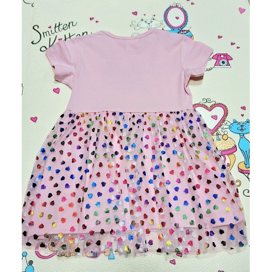 Детска рокля в розово на сърца с тюл  LITTLE PONY