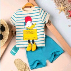 Детски летен комплект с пате с 3Д апликация Детски летен комплект с пате с 3Д апликация