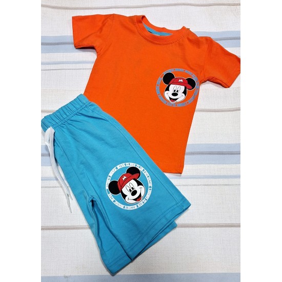 Детски комплект с интересен гръб с Мики в оранжево и синьо Детски комплект с интересен гръб с Мики в оранжево и синьо