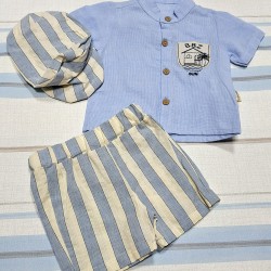 Бебешки елегантен комплект с риза и шапка Лято Бебешки елегантен комплект с риза и шапка Лято