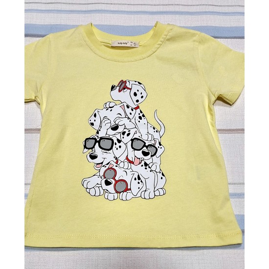 Детска лятна тениска в жълто Далматинци Детска лятна тениска в жълто Далматинци