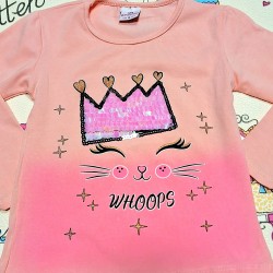 Детска блуза в розово Коте с корона Детска блуза в розово Коте с корона