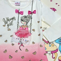 Детска блуза в бяло и розово Балерина на люлка Детска блуза в бяло и розово Балерина на люлка