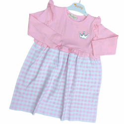 Детска рокля в розово и бяло каре  Биби