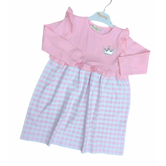 Детска рокля в розово и бяло каре Биби Детска рокля в розово и бяло каре Биби