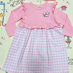 Детска рокля в розово и бяло каре Биби Детска рокля в розово и бяло каре Биби