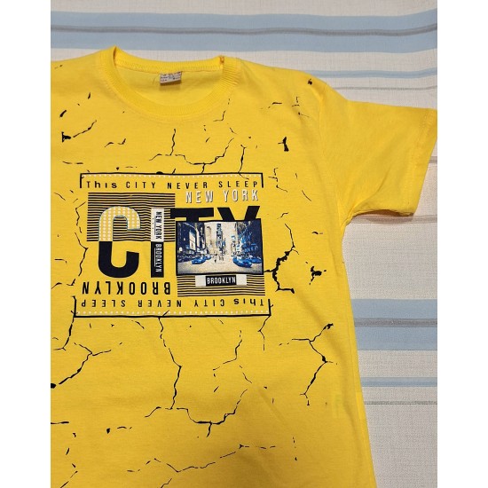 Детска лятна тениска в жълто момче Детска лятна тениска в жълто момче