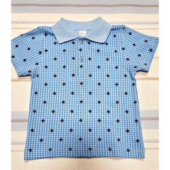 Детска момчешка блуза с яка в синьо Детска момчешка блуза с яка в синьо