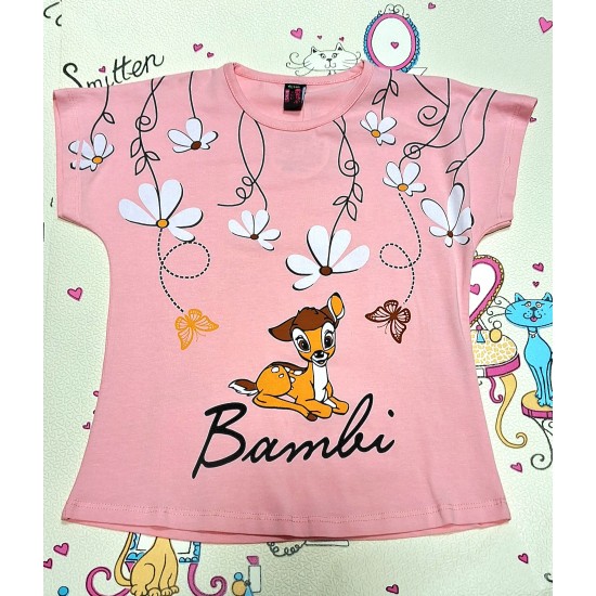 Детска тениска в прасковено розово  Бамби