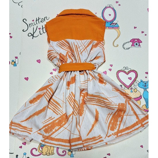 Лятна детска рокля в оранжево и екрю ,,ЗУЗИ