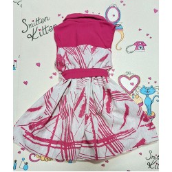 Лятна детска рокля в цикламено и бяло с коланче ЗУЗИ Лятна детска рокля в цикламено и бяло с коланче ЗУЗИ