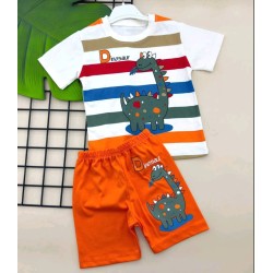 Детски летен комплект в оранжево ,,Динозаври