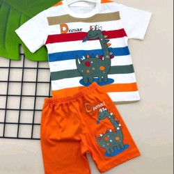 Детски летен комплект в оранжево ,,Динозаври Детски летен комплект в оранжево ,,Динозаври