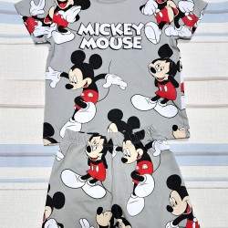 Детски летен комплект с Мики Маус в сиво