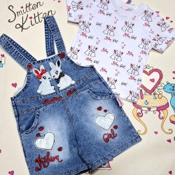 Летен дънков гащеризон с блузка ,,БЪНИС