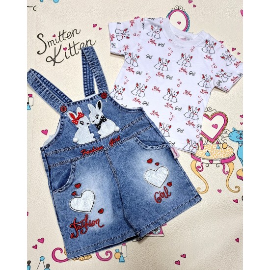 Летен дънков гащеризон с блузка ,,БЪНИС