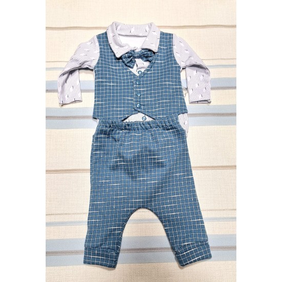 Елегантен бебешки комплект с боди/елек и папионка ,,Мистър Мен Елегантен бебешки комплект с боди/елек и папионка ,,Мистър Мен