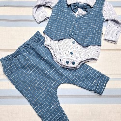 Елегантен бебешки комплект с боди/елек и папионка  Мистър Мен