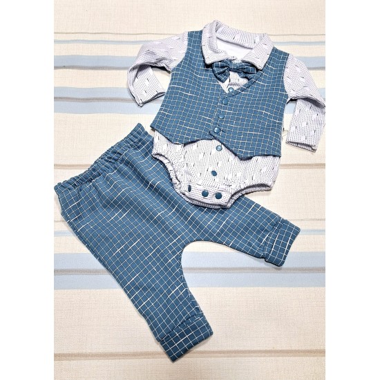 Елегантен бебешки комплект с боди/елек и папионка ,,Мистър Мен Елегантен бебешки комплект с боди/елек и папионка ,,Мистър Мен