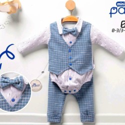 Елегантен бебешки комплект с боди/елек и папионка Мистър Мен Елегантен бебешки комплект с боди/елек и папионка Мистър Мен