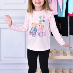 Детски комплект с розова блуза и клин ,,Мечета с балони Детски комплект с розова блуза и клин ,,Мечета с балони