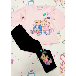 Детски комплект с розова блуза и клин ,,Мечета с балони Детски комплект с розова блуза и клин ,,Мечета с балони