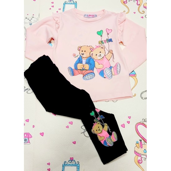 Детски комплект с розова блуза и клин ,,Мечета с балони Детски комплект с розова блуза и клин ,,Мечета с балони