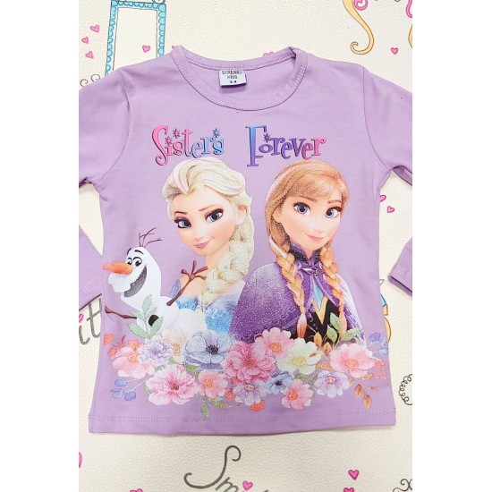 Детски комплект в лилаво с Елза,Ана и Олаф