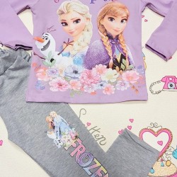 Детски комплект в лилаво с Елза,Ана и Олаф Детски комплект в лилаво с Елза,Ана и Олаф