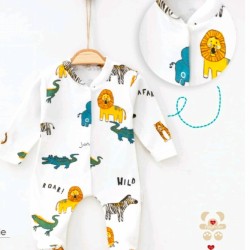 Бебешки гащеризон в бяло  Джунгла