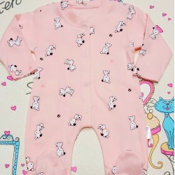 Бебешки гащеризон в розово с кученца Бебешки гащеризон в розово с кученца