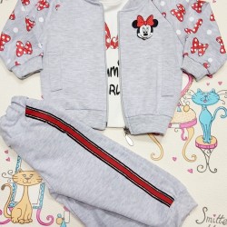 Бебешки комплект в сиво и червено с Мини Маус