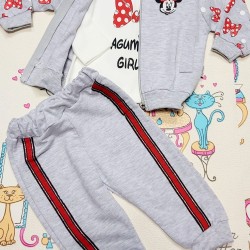 Бебешки комплект в сиво и червено с Мини Маус