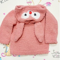Преходно пухкаво яке в розово с качулка и уши ,,Зайче