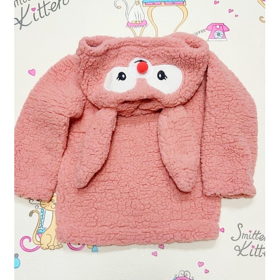 Преходно пухкаво яке в розово с качулка и уши ,,Зайче Преходно пухкаво яке в розово с качулка и уши ,,Зайче
