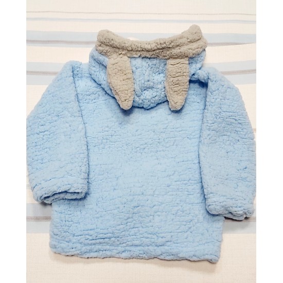 Преходно пухкаво детско яке в светло синьо с уши