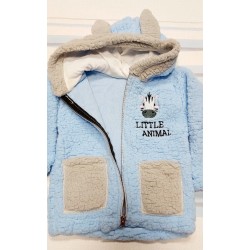 Преходно пухкаво детско яке в светло синьо с уши