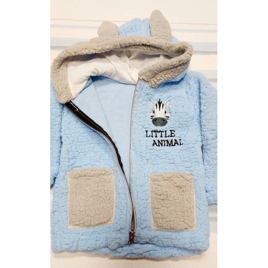 Преходно пухкаво детско яке в светло синьо с уши